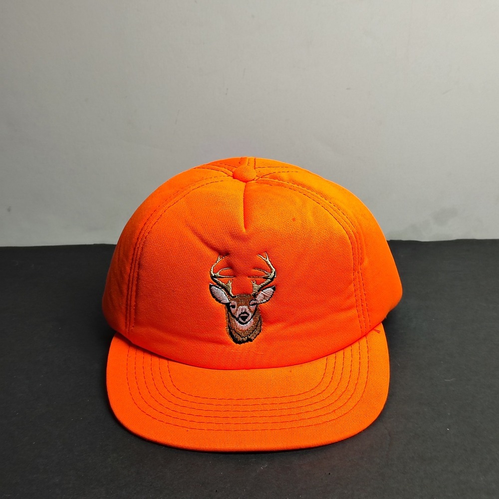 VINTAGE Winchester Mens Hunting Hat  Cap Snapback Orange Buck Deer Embroidered